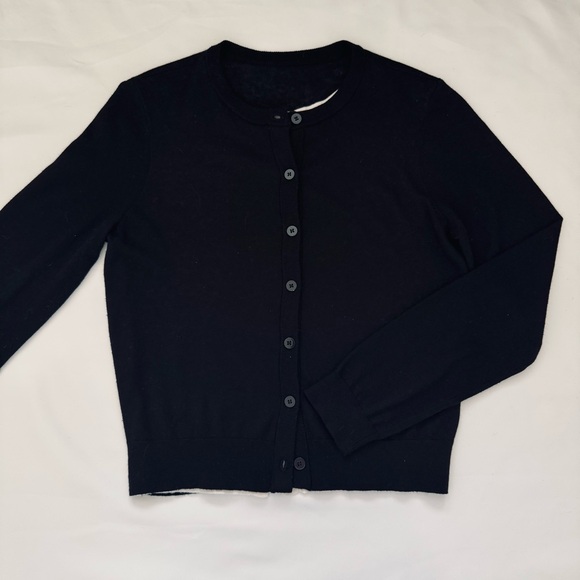 Black and White Double Layered Wool Cardigan Sweater - Picture 3 of 4